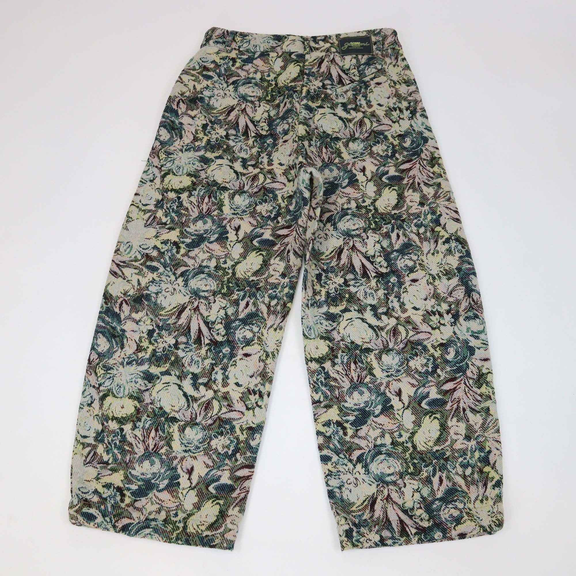 Ganni Multicolor Floral Print Tapestry Jacquard Trousers