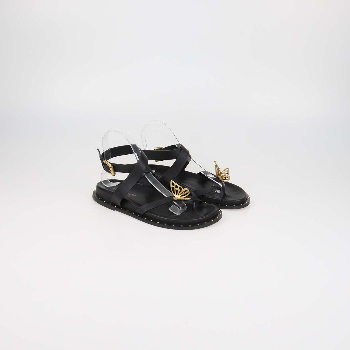 Sophia Webster Black Leather Mariposa Comfort Flat Sandals