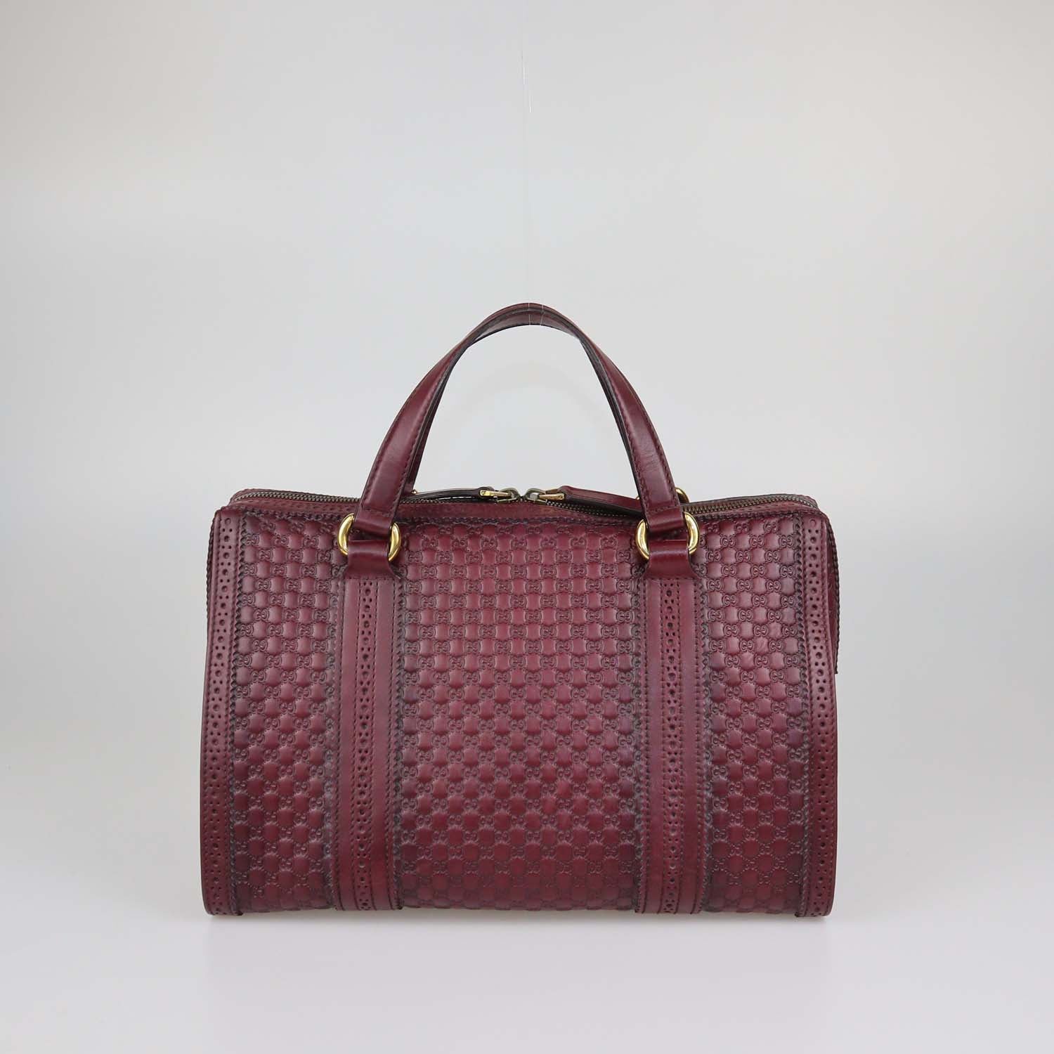 Gucci Burgundy Microguccissima Leather Duilio Brogue Boston Bag