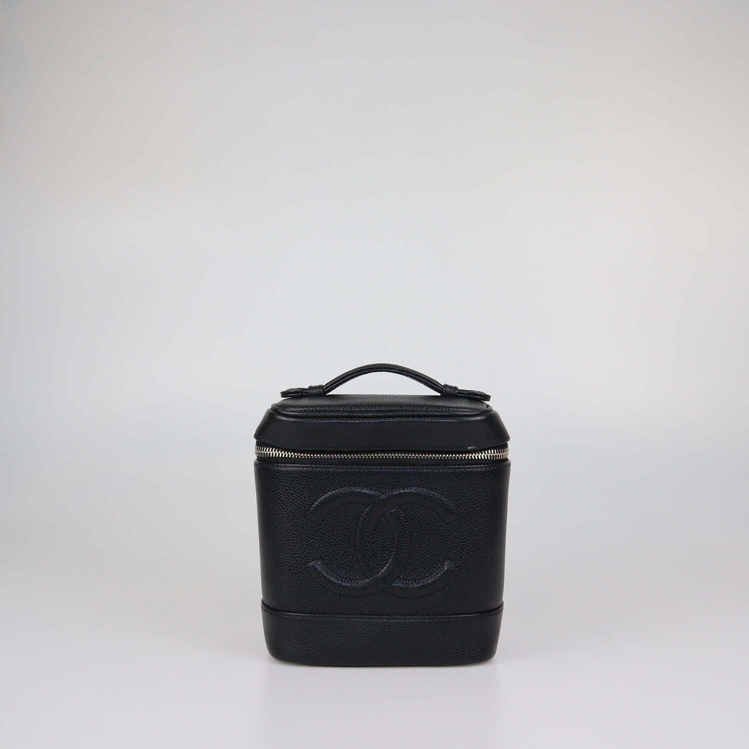 Chanel Black Caviar Leather CC Vanity Top Handle Bag