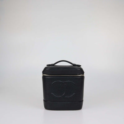 Chanel Black Caviar Leather CC Vanity Top Handle Bag