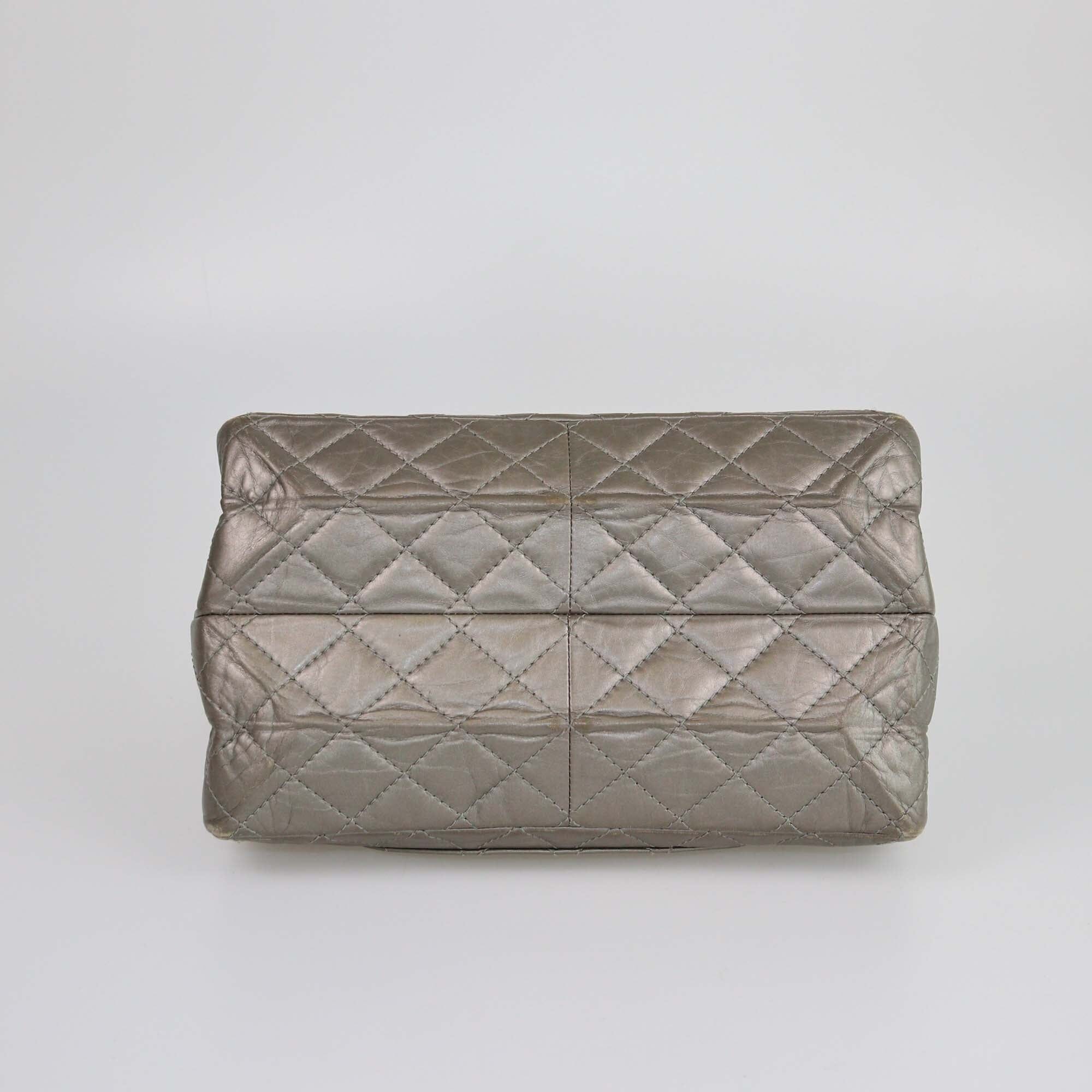 Chanel Metallic Gray Quilted 226 Triple Reissue Flap Bag Womens Chanel 