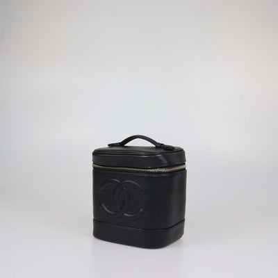 Chanel Black Caviar Leather CC Vanity Top Handle Bag
