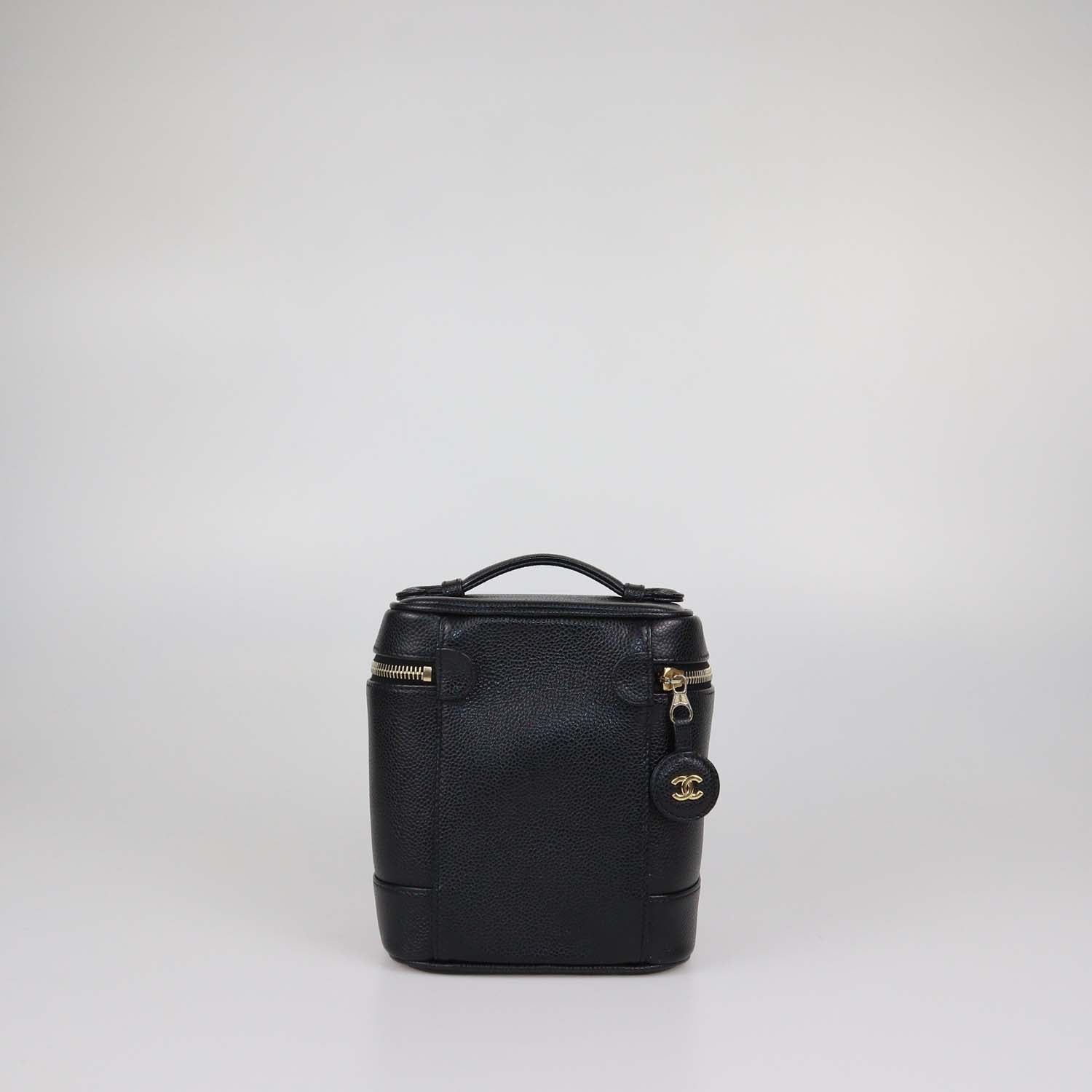Chanel Black Caviar Leather CC Vanity Top Handle Bag