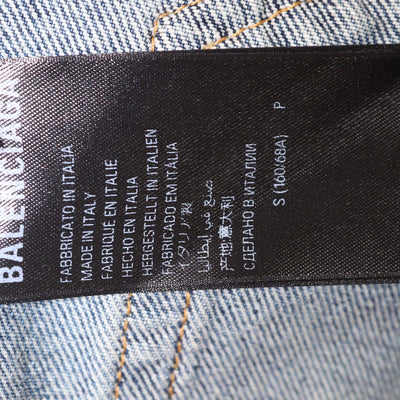 Balenciaga Blue Denim Distressed Wide Leg Jeans