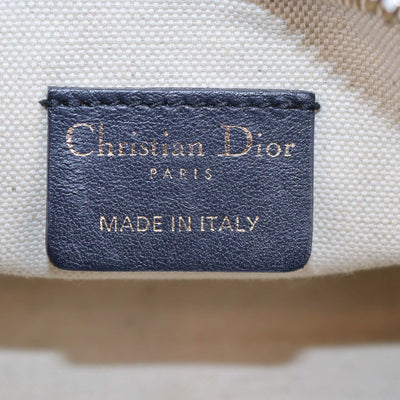 Christian Dior White/Navy Blue Leather Micro Dior Vibe Bowling Bag