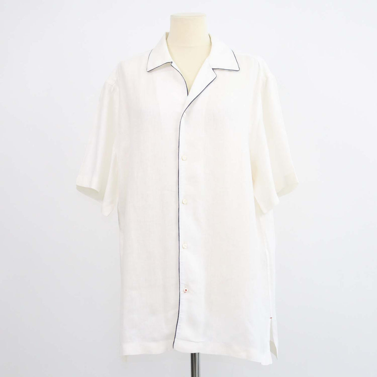 Loro Piana White Linen Tiki Shirt
