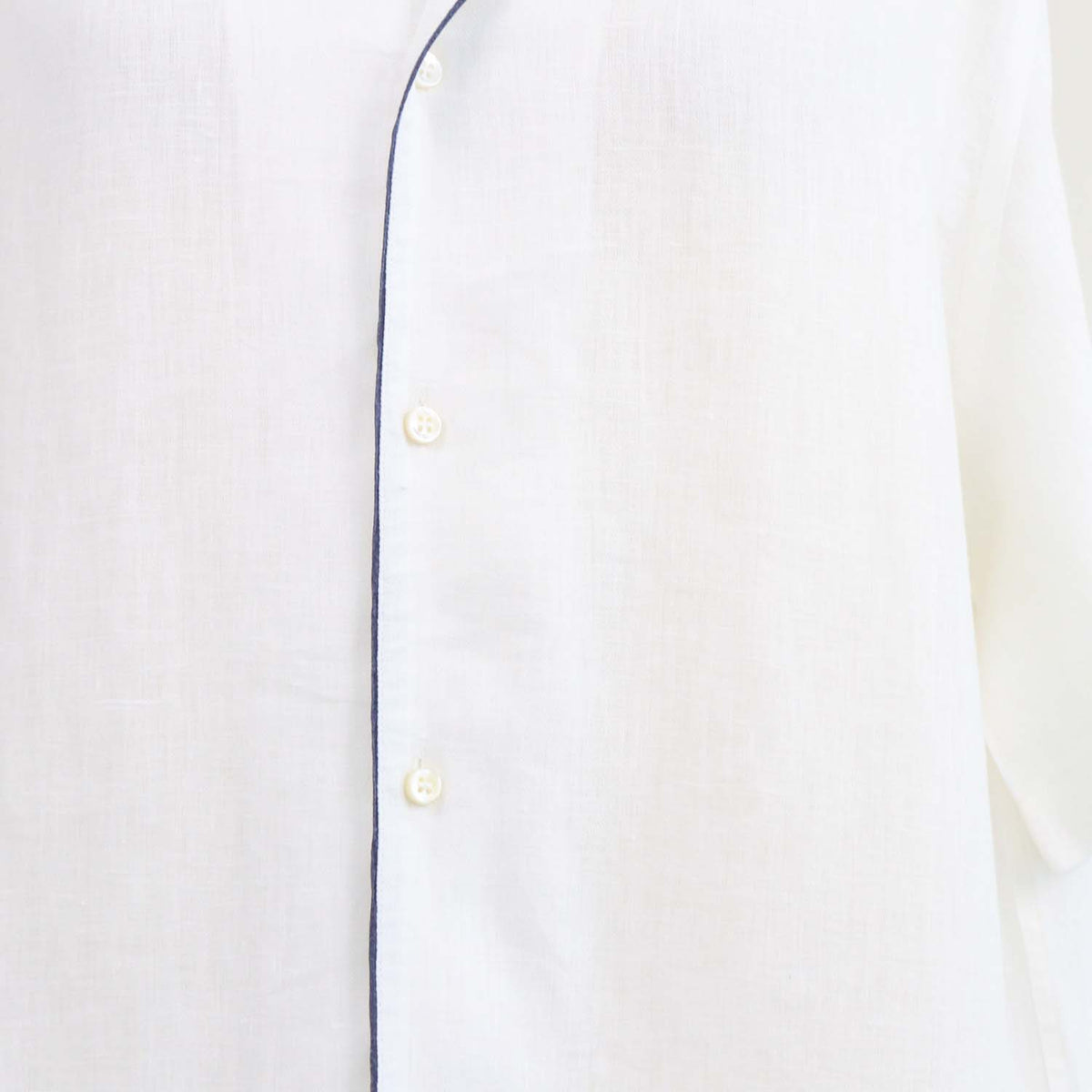Loro Piana White Linen Tiki Shirt