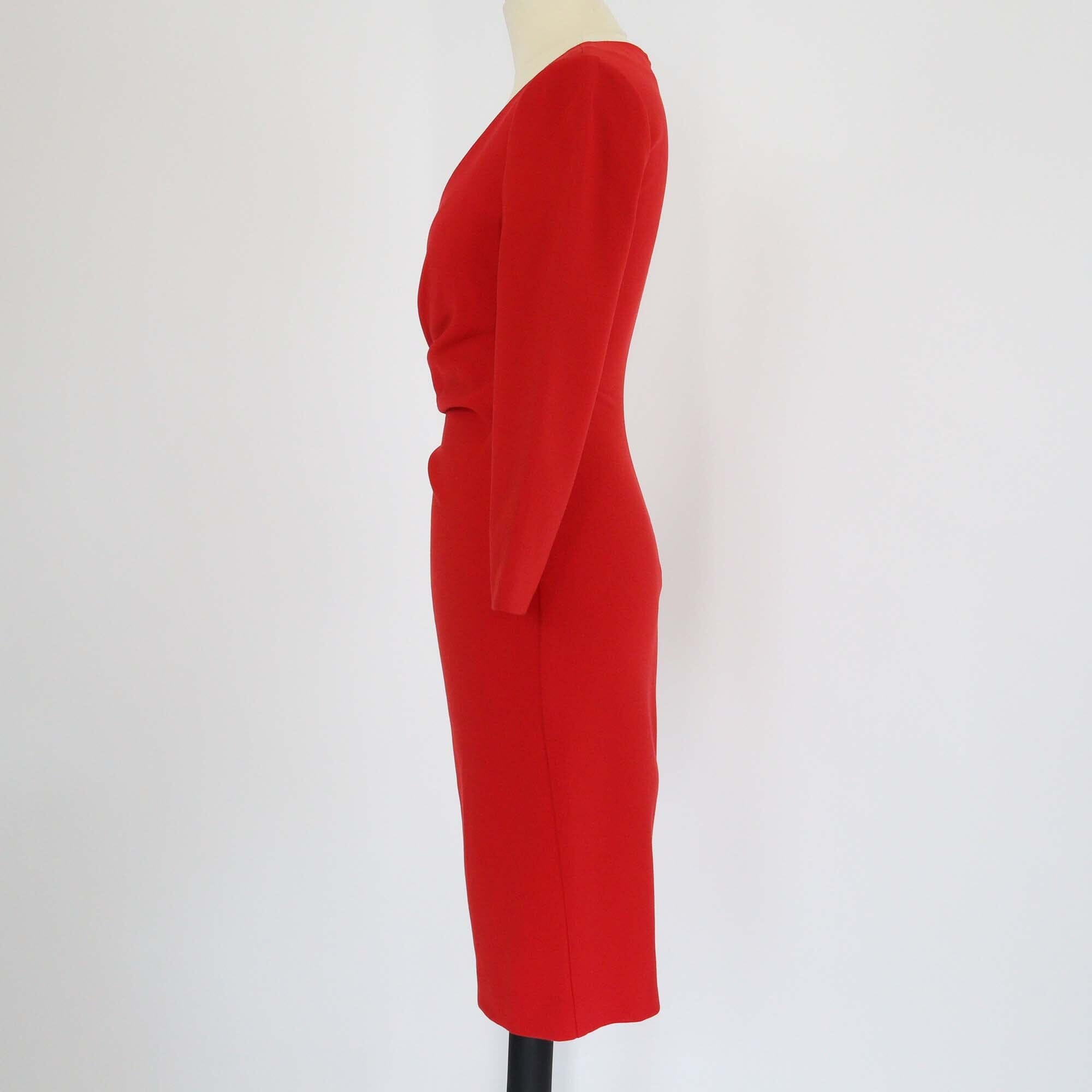Diane Von Furstenberg Red Three Quarter Sleeve Dress Womens Diane Von Furstenberg 