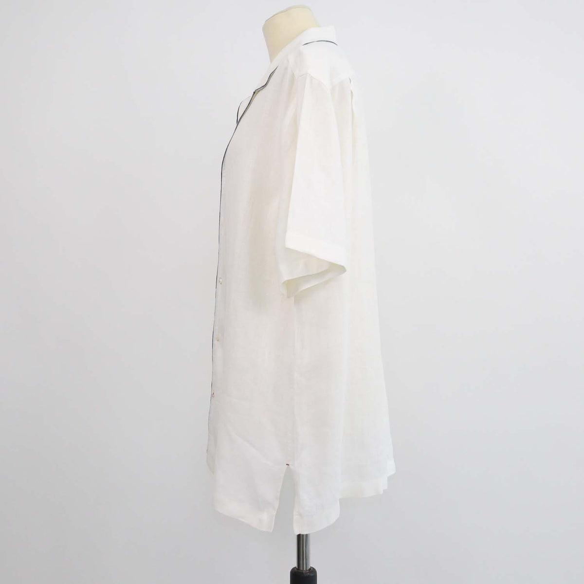 Loro Piana White Linen Tiki Shirt