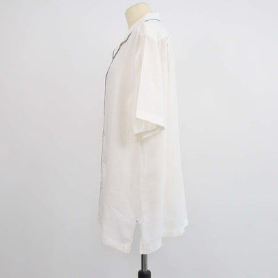 Loro Piana White Linen Tiki Shirt