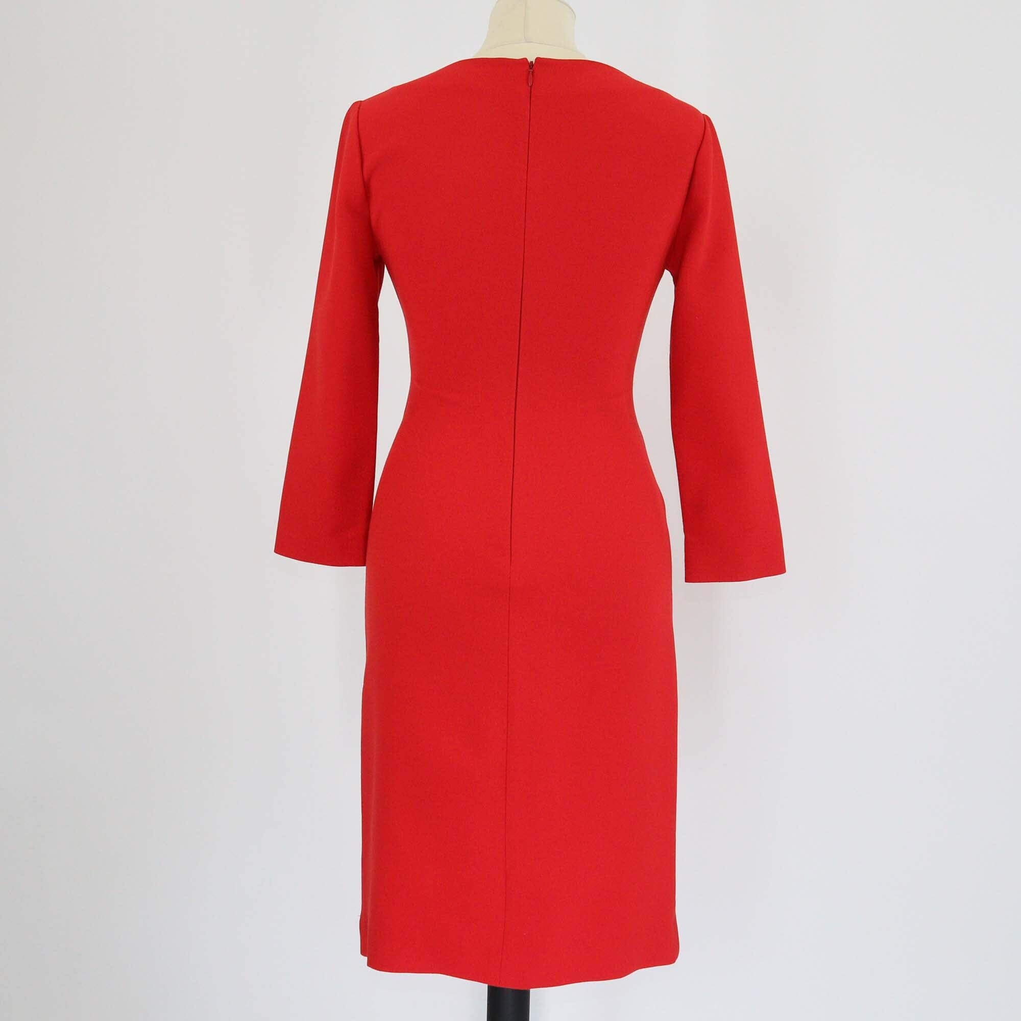 Diane Von Furstenberg Red Three Quarter Sleeve Dress Womens Diane Von Furstenberg 