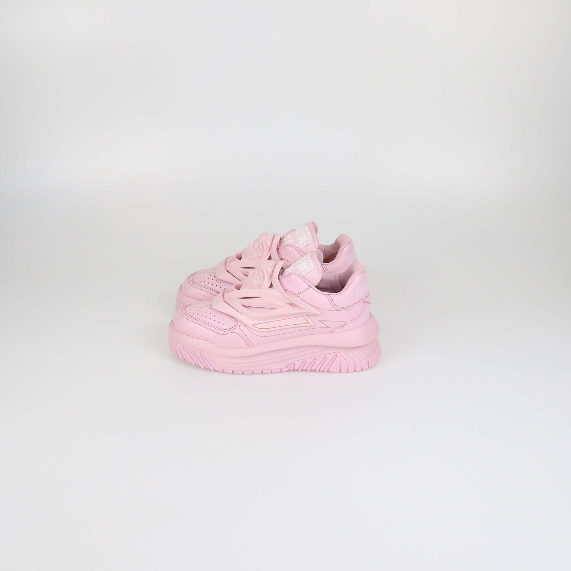 Versace English Rose Leather and Rubber Odissea Sneakers