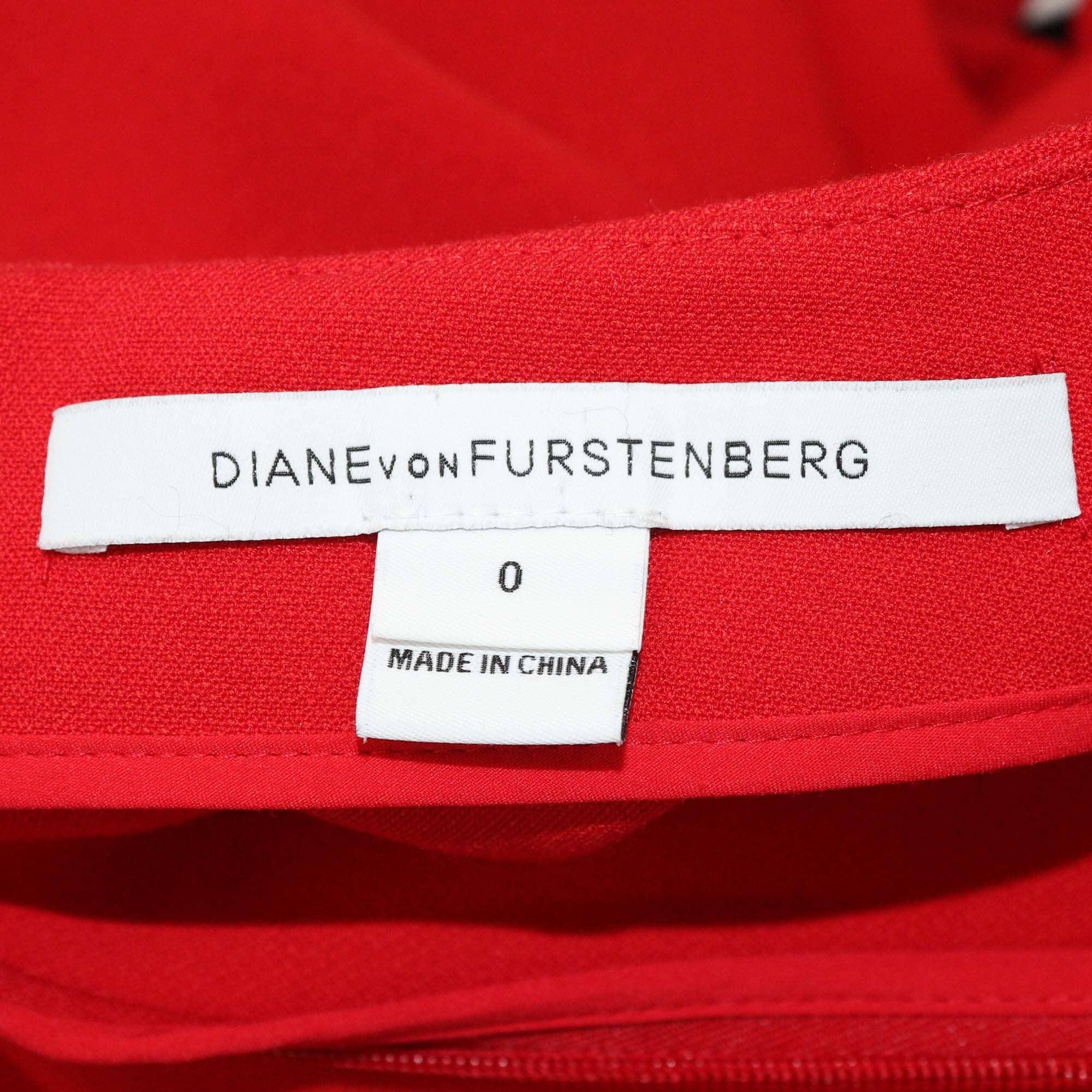 Diane Von Furstenberg Red Three Quarter Sleeve Dress Womens Diane Von Furstenberg 