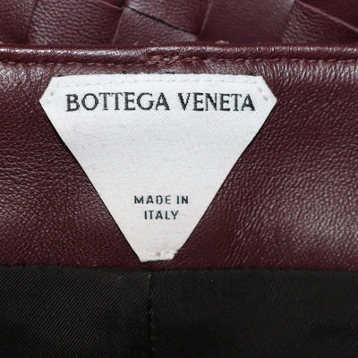 Bottega Veneta Burgundy Intrecciato Leather Straight-Leg Pants