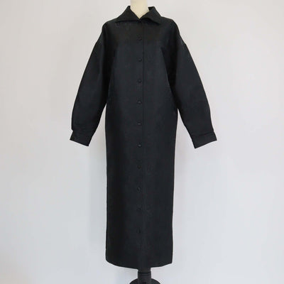Balenciaga Black Jacquard Pattern Long Sleeve Midi Shirt Dress Womens Balenciaga 