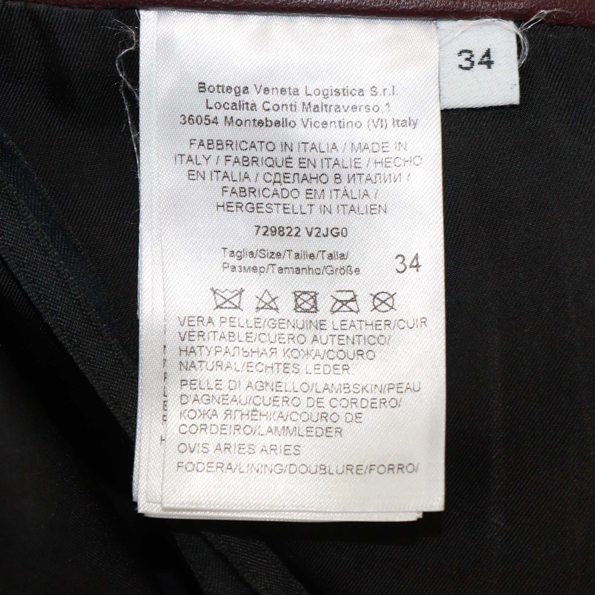 Bottega Veneta Burgundy Intrecciato Leather Straight-Leg Pants
