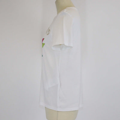 Weekend Max Mara White Butterfly Print Cotton Crew Neck T-Shirt