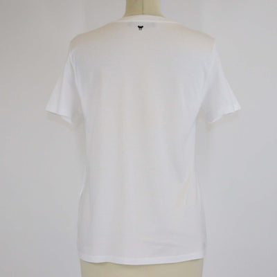 Weekend Max Mara White Butterfly Print Cotton Crew Neck T-Shirt