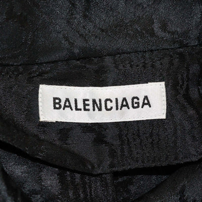 Balenciaga Black Jacquard Pattern Long Sleeve Midi Shirt Dress Womens Balenciaga 