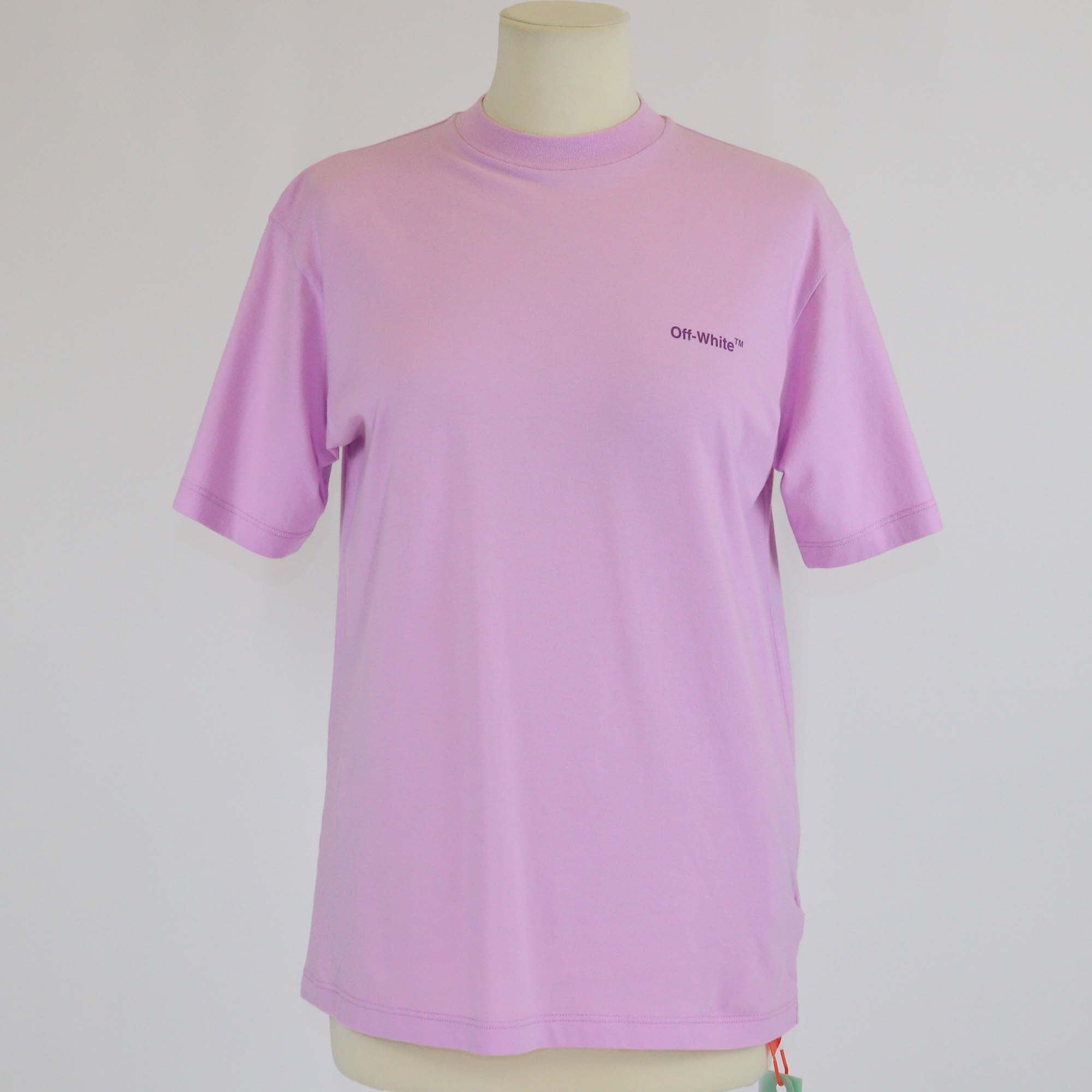 Off-White Lilac Logo Print Cotton Crew Neck T-Shirt