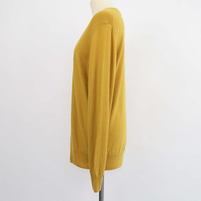 Loro Piana Mustard Yellow Baby Cashmere Crewneck Sweater