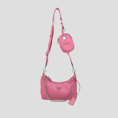 Prada Pink Nylon and Saffiano Leather Re-Edition 2005 Shoulder Bag