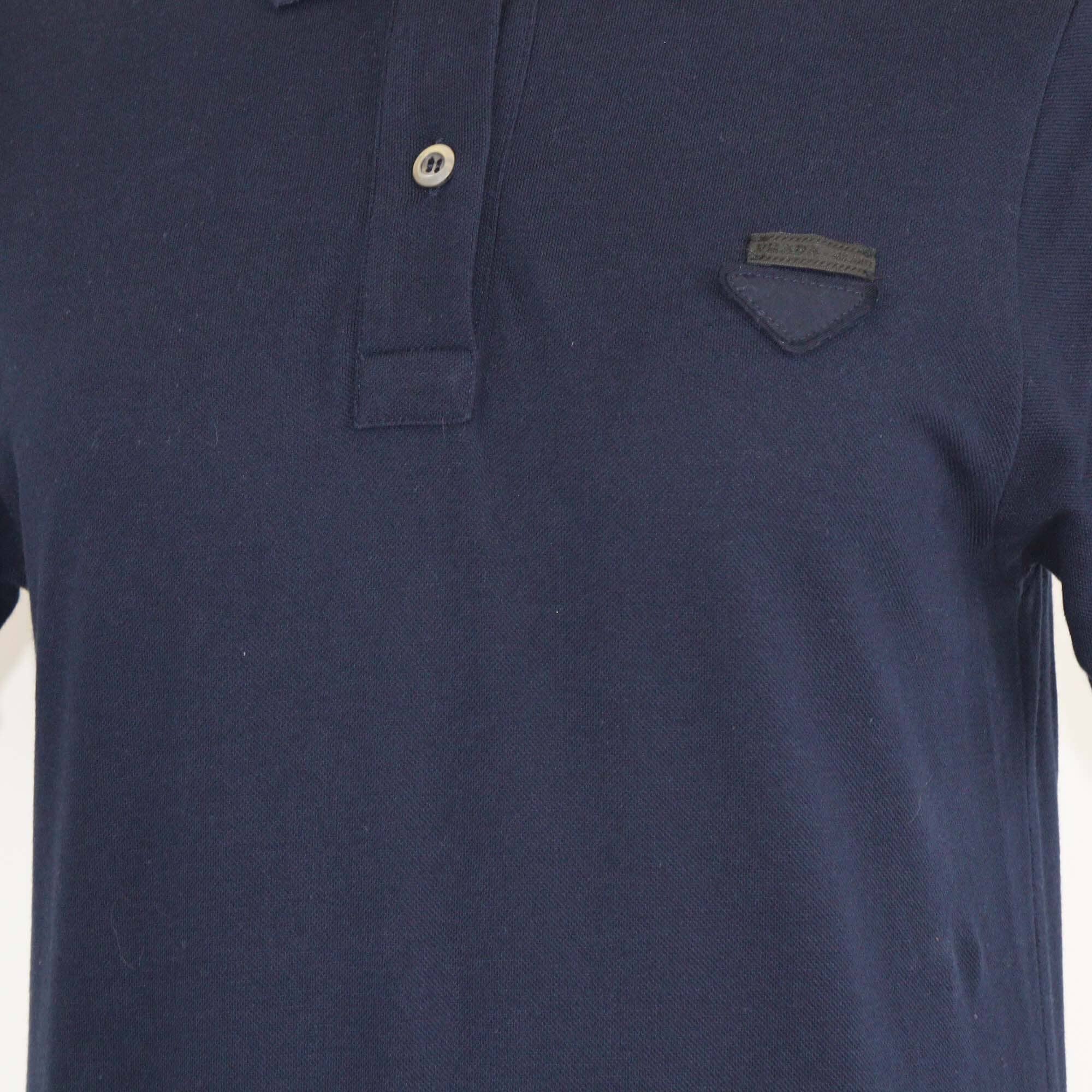 Prada Navy Blue Pique Short Sleeve Midi Dress Womens Prada 