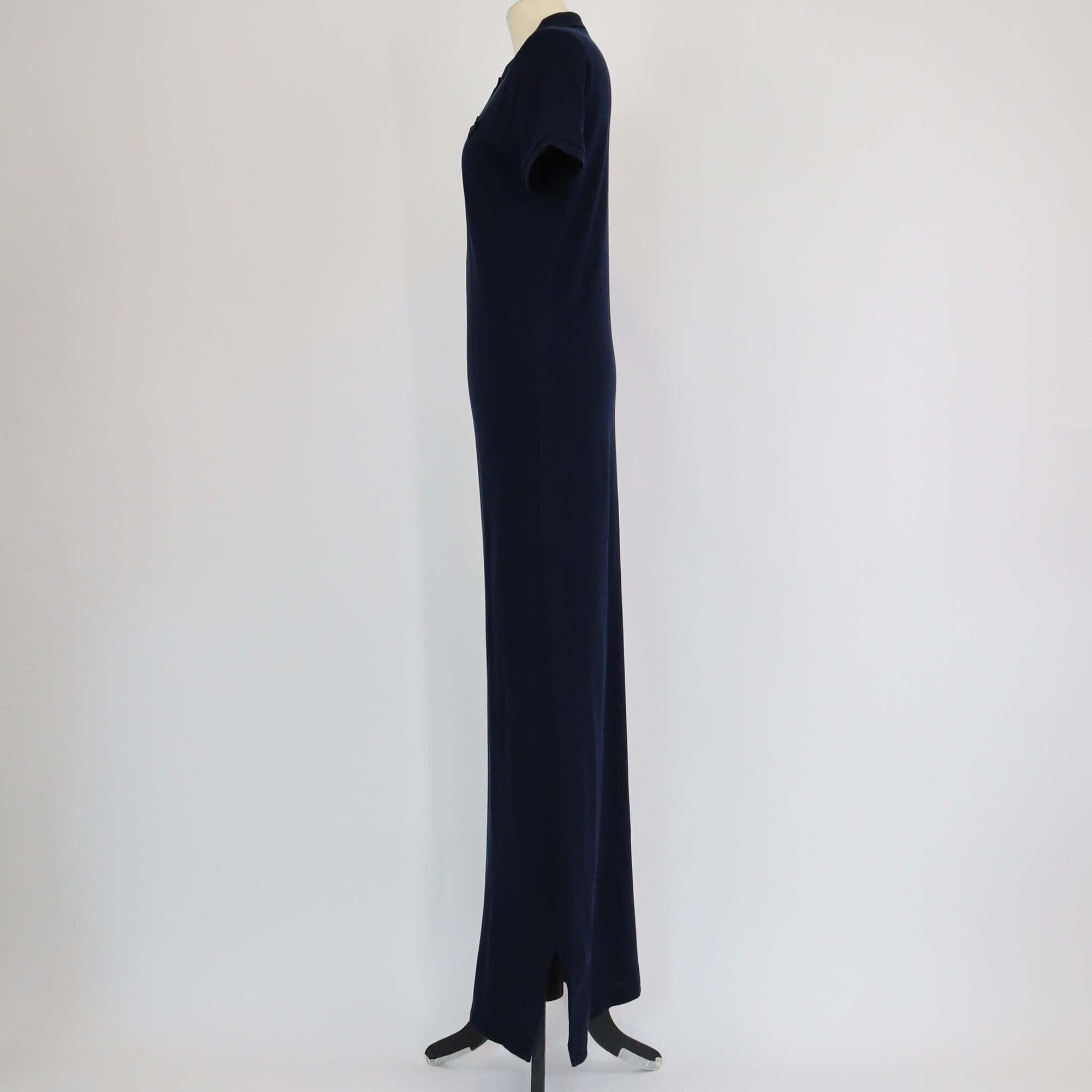 Prada Navy Blue Pique Short Sleeve Midi Dress Womens Prada 