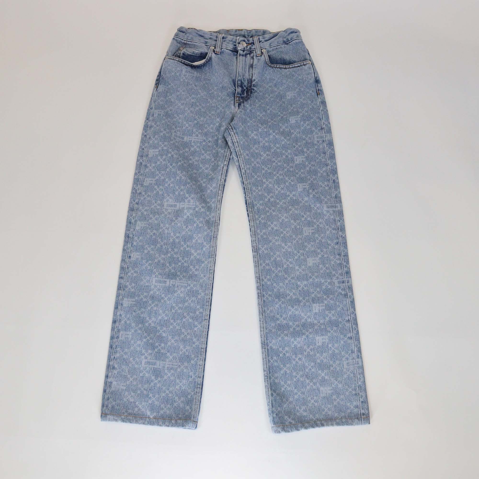 Off-White Blue Denim Printed Logo Jeans
