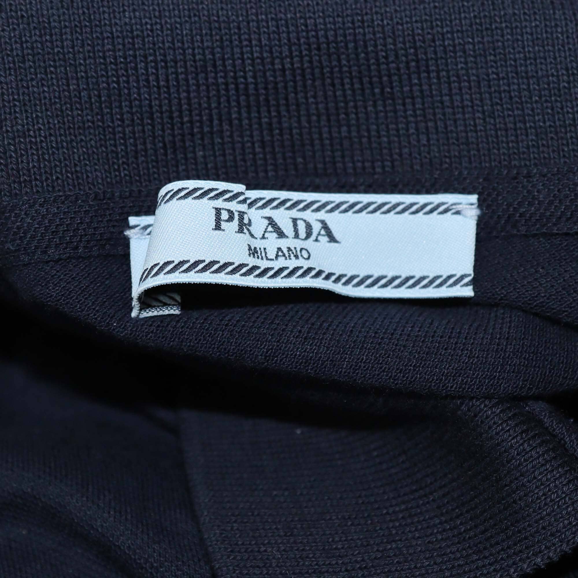 Prada Navy Blue Pique Short Sleeve Midi Dress Womens Prada 