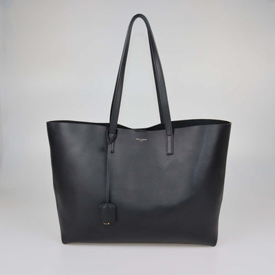 Saint Laurent Black Leather Shopping Tote