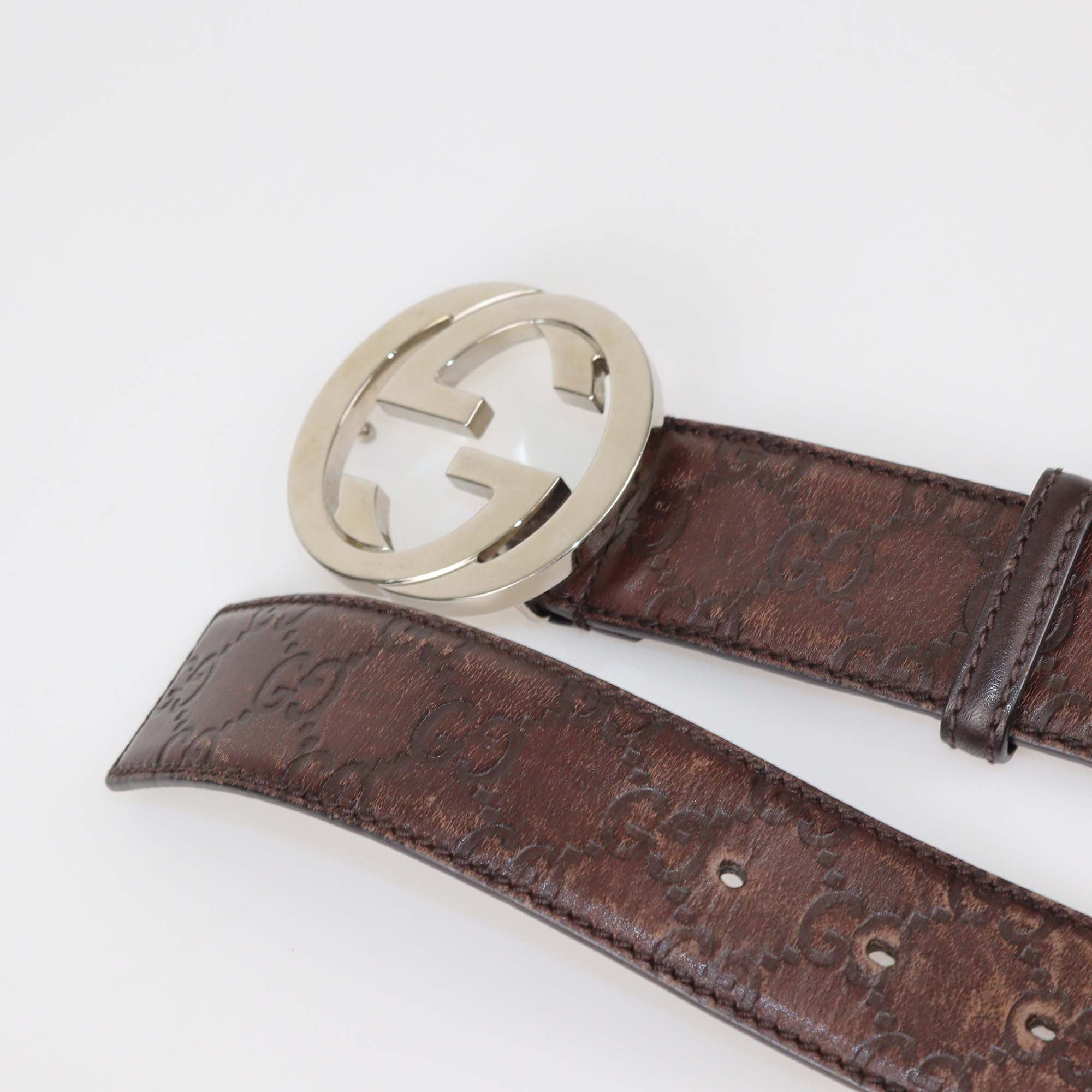 Gucci Brown Guccissima Leather Interlocking G Buckle Belt