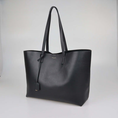 Saint Laurent Black Leather Shopping Tote