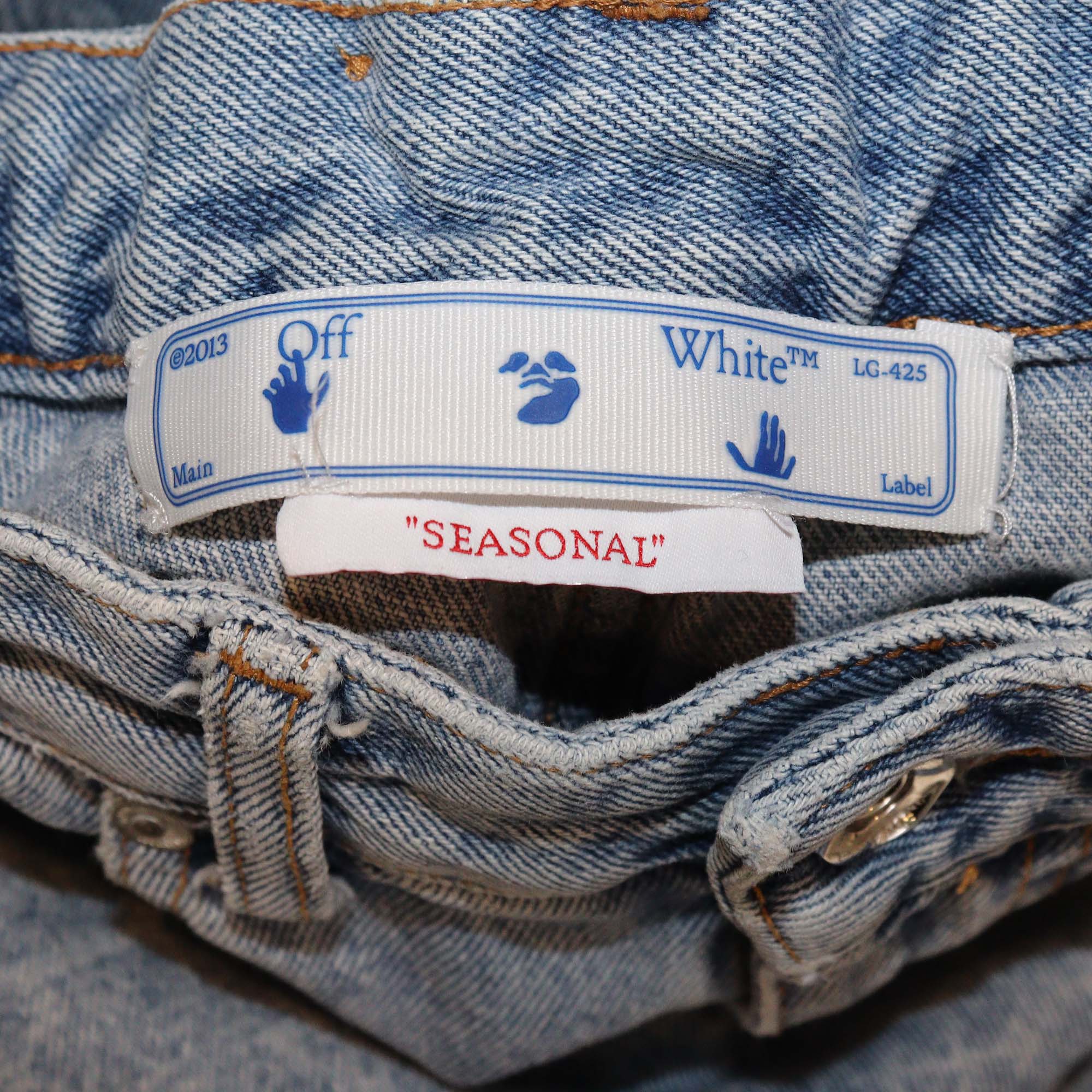 Off-White Blue Denim Printed Logo Jeans