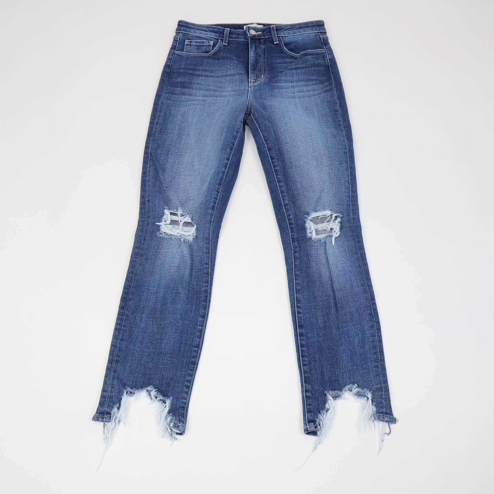 L'AGENCE Blue Denim High Line Distressed Skinny Jeans