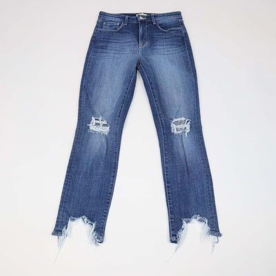 L'AGENCE Blue Denim High Line Distressed Skinny Jeans