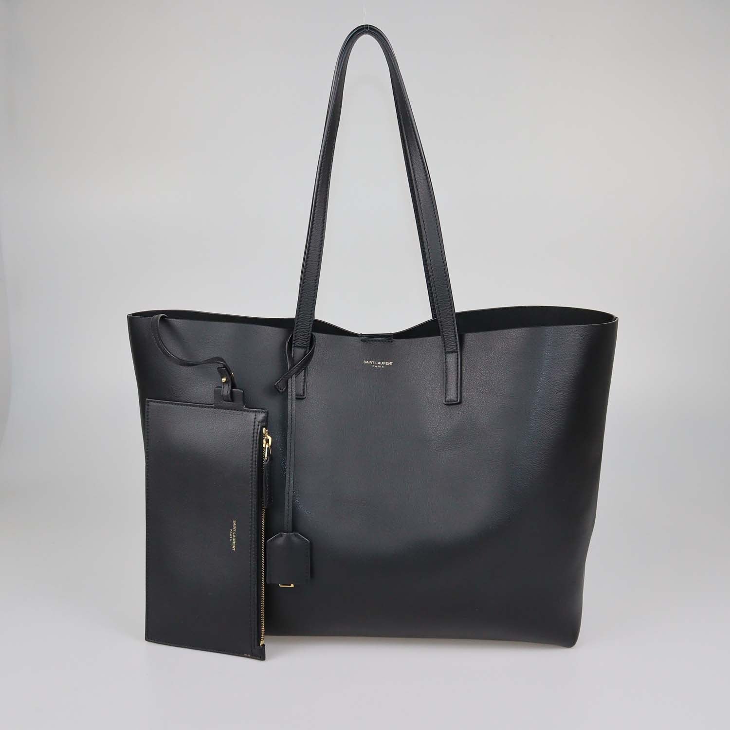 Saint Laurent Black Leather Shopping Tote