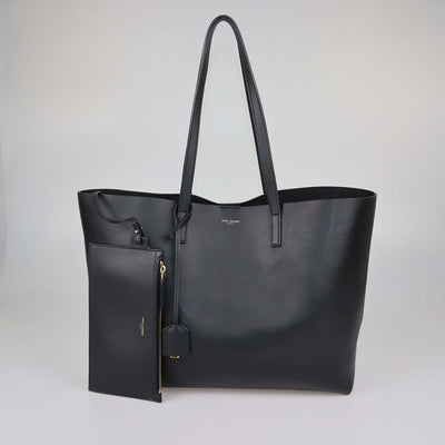 Saint Laurent Black Leather Shopping Tote