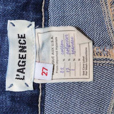 L'AGENCE Blue Denim High Line Distressed Skinny Jeans