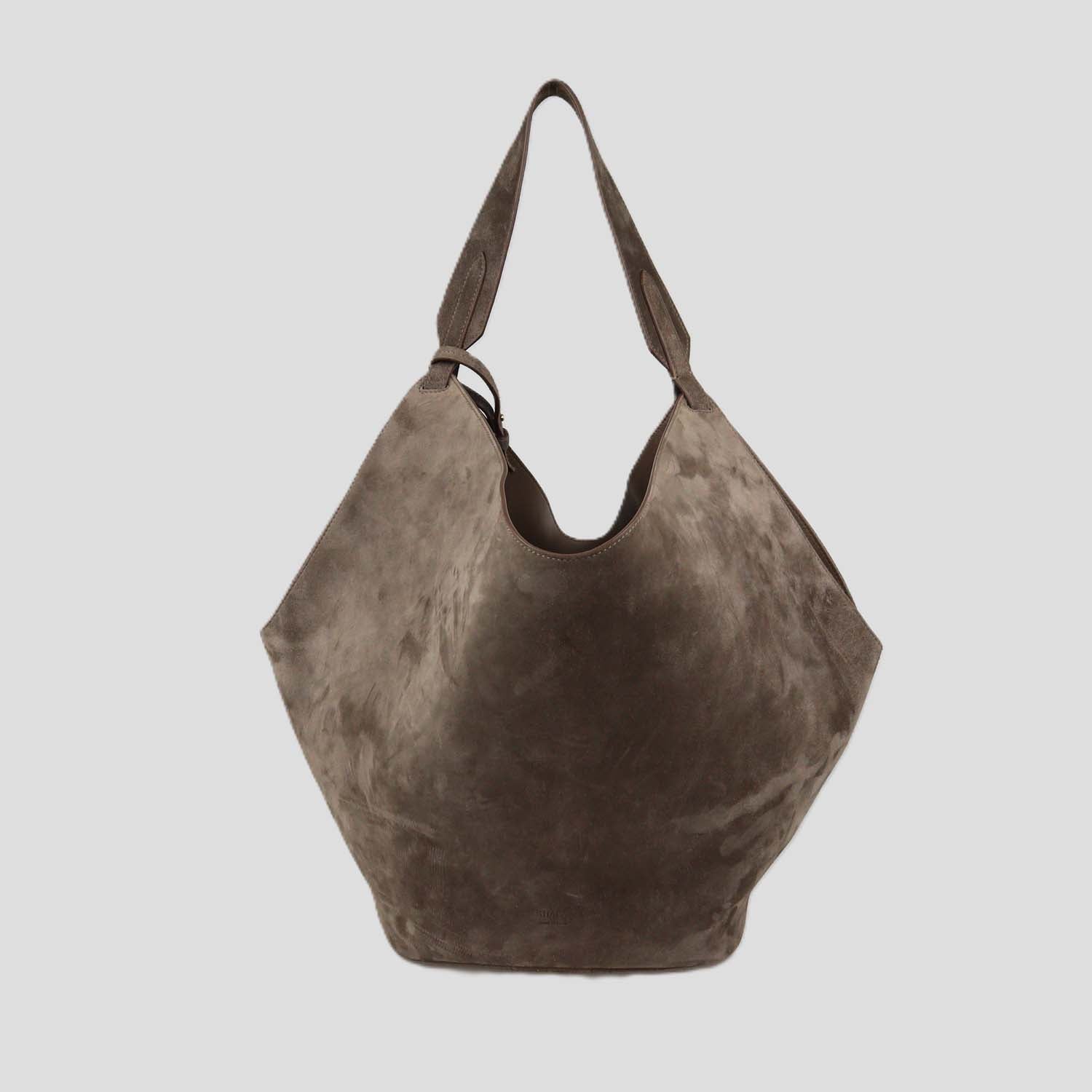 Khaite Brown Suede Medium Lotus Hobo