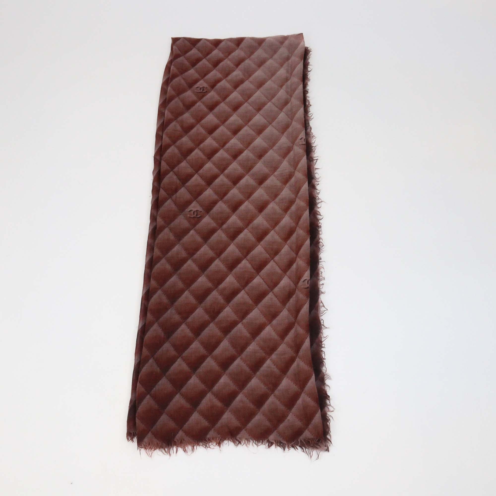 Chanel Brown Cashmere CC Logo Printed Scarf