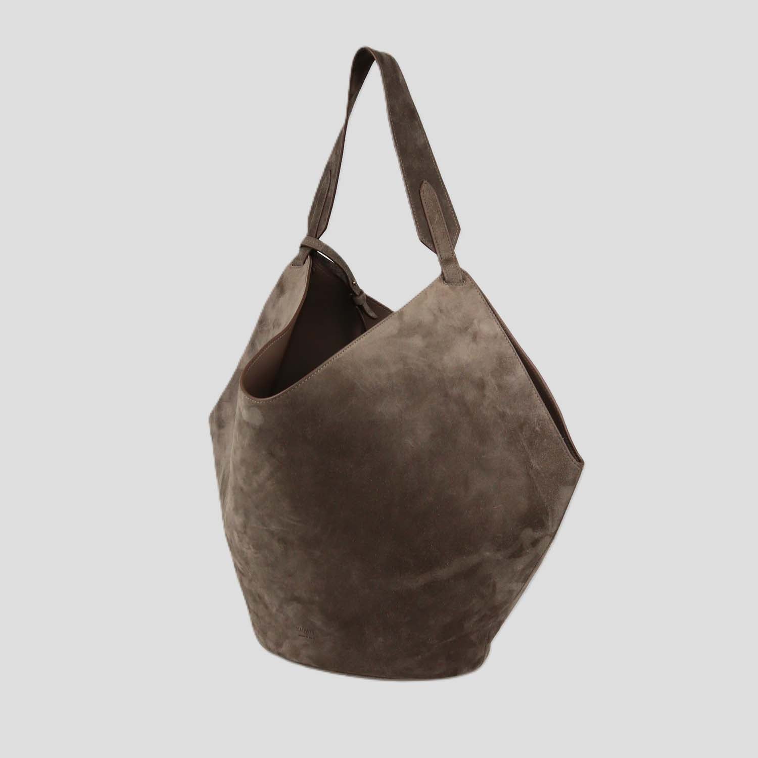 Khaite Brown Suede Medium Lotus Hobo