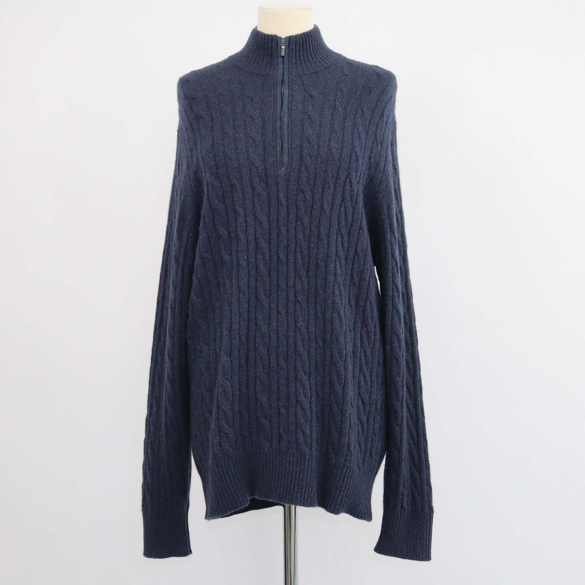 Loro Piana Navy Blue Baby Cashmere Treccia Jumper Sweater