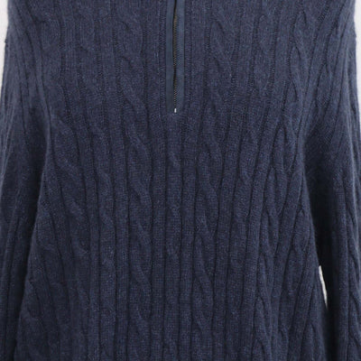 Loro Piana Navy Blue Baby Cashmere Treccia Jumper Sweater