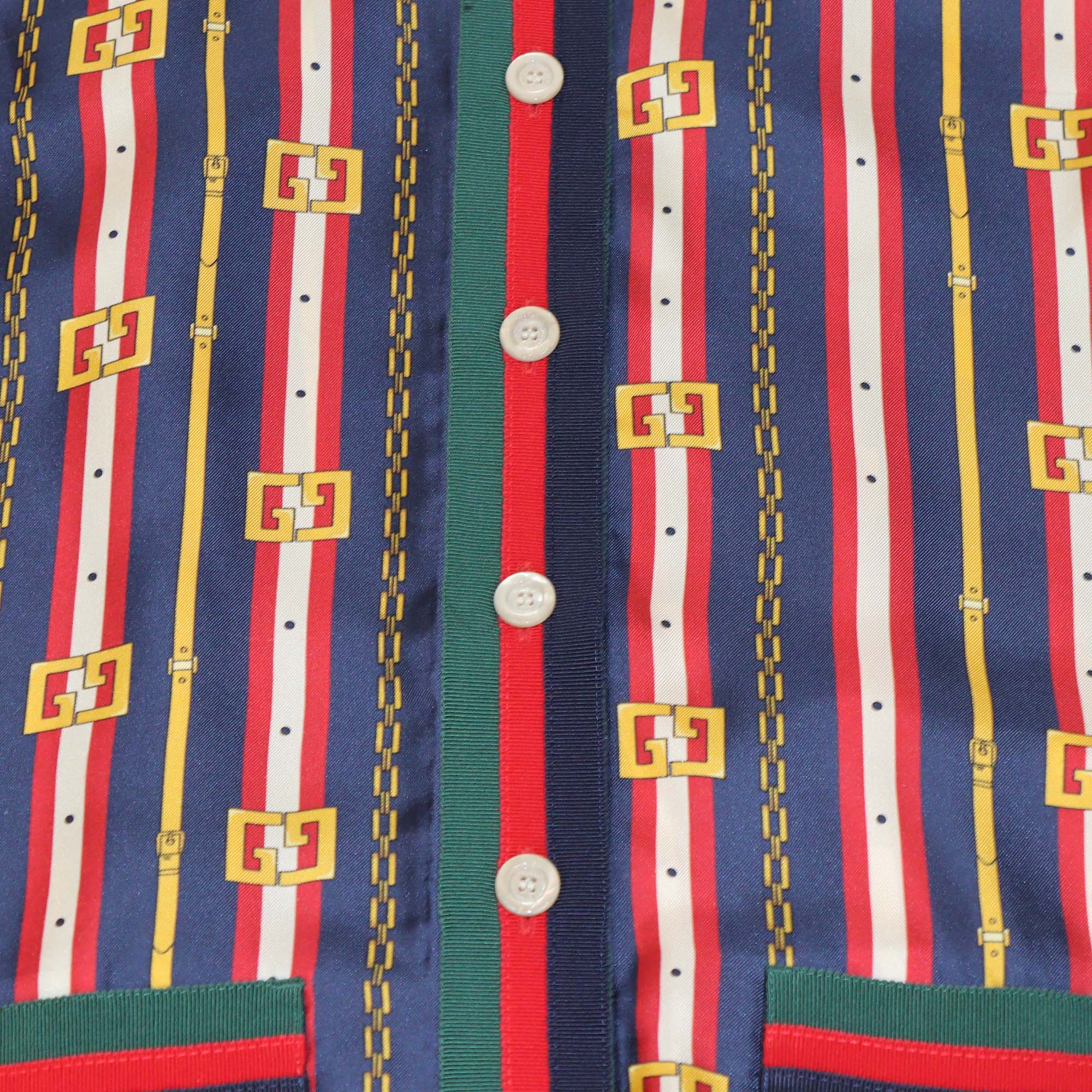 Gucci Multicolor Printed Silk Button Front Tunic Shirt and Trouser Set