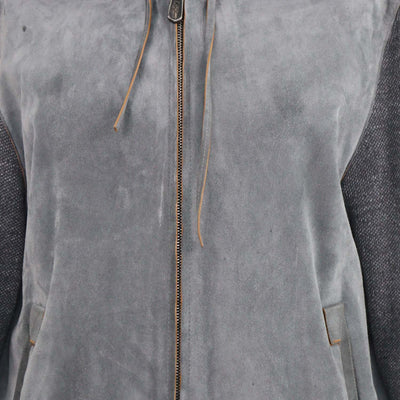 Ermenegildo Zegna Grey Suede,Cashmere and Wool Zipped Hooded Jacket