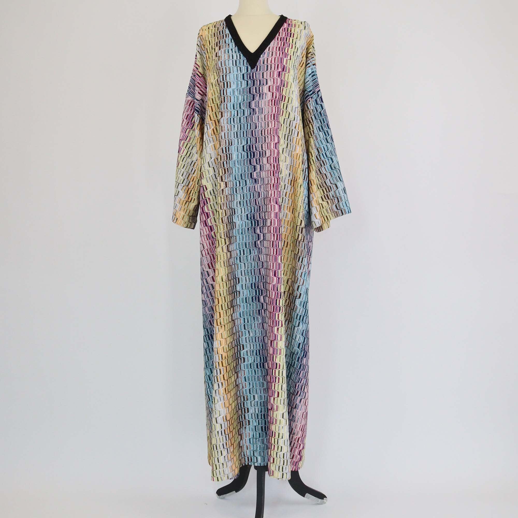 Missoni Multicolor Jacquard Knit Kaftan Maxi Dress Womens Missoni 