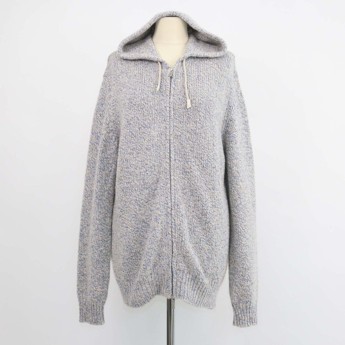 Eleventy Blue,Light Beige Cashmere Donegal Tweed Hooded Sweater