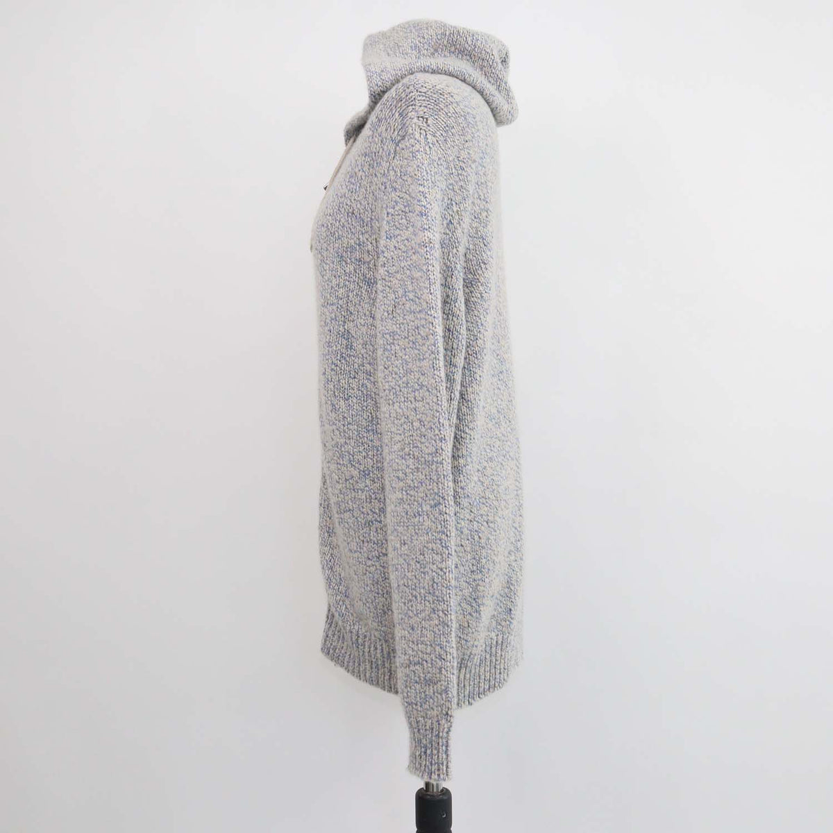 Eleventy Blue,Light Beige Cashmere Donegal Tweed Hooded Sweater